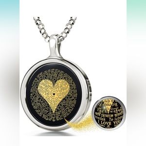 925 Sterling Silver I love you Pendant Nano Jewelery
